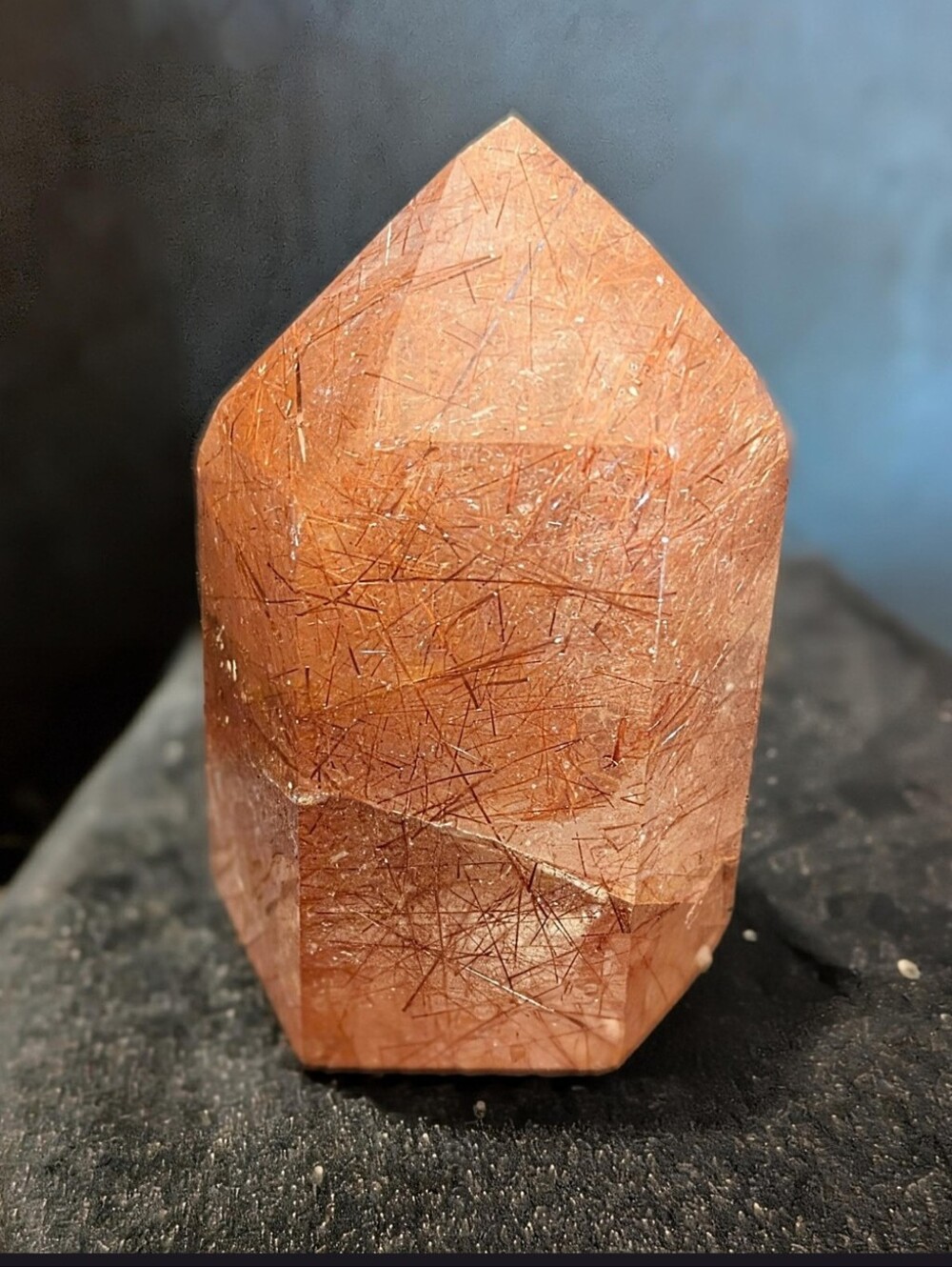 Gem Quality Polished Rutilated Rose Quartz Point - Picture 9 of 11